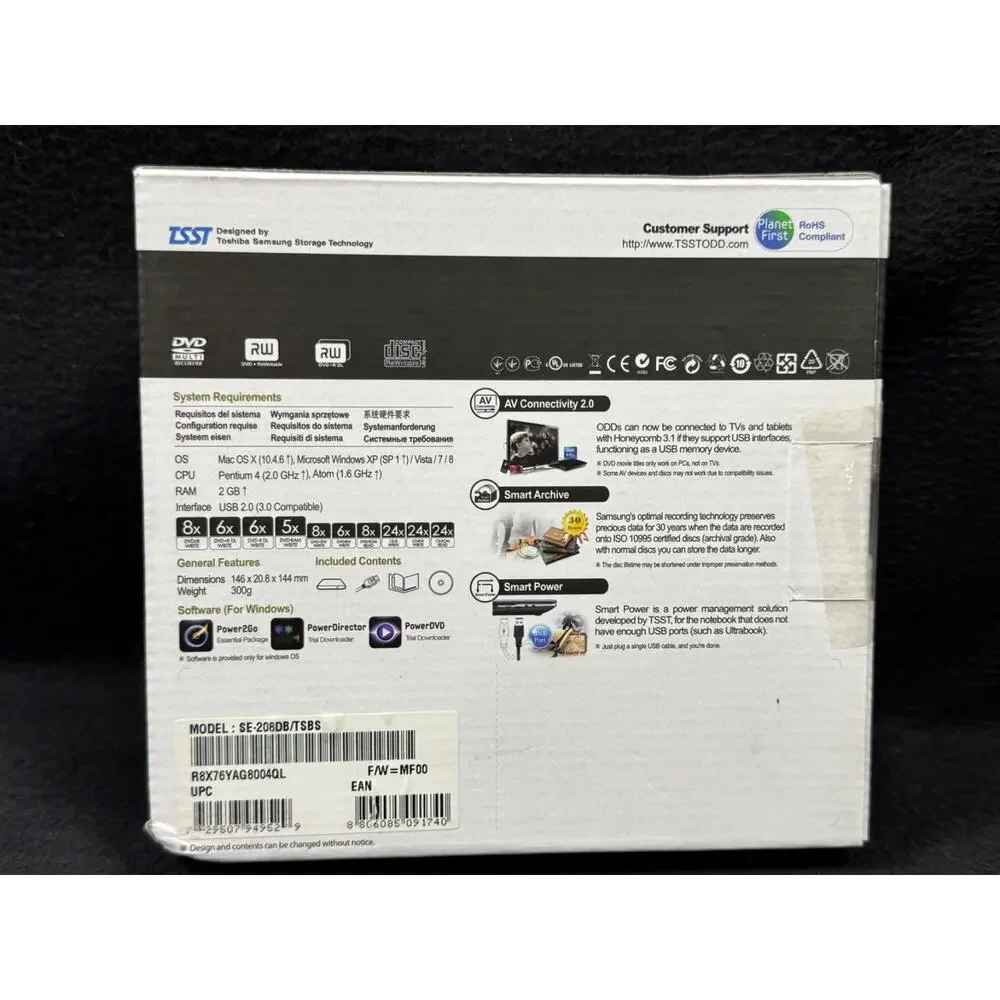 New Samsung USB Ultra Slim Portable External DVD Writer SE-208 - Sealed